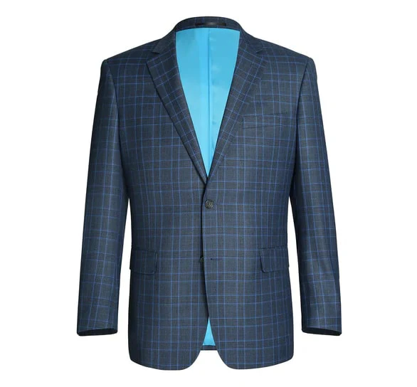 Renoir Clothing - Renoir Suit - Renoir Fashion - Stretch Performance 2-button Classic Fit Blue And Navy Check Renoir Suit - Image 3