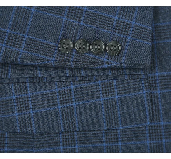 Renoir Clothing - Renoir Suit - Renoir Fashion - Stretch Performance 2-button Classic Fit Blue And Navy Check Renoir Suit - Image 6