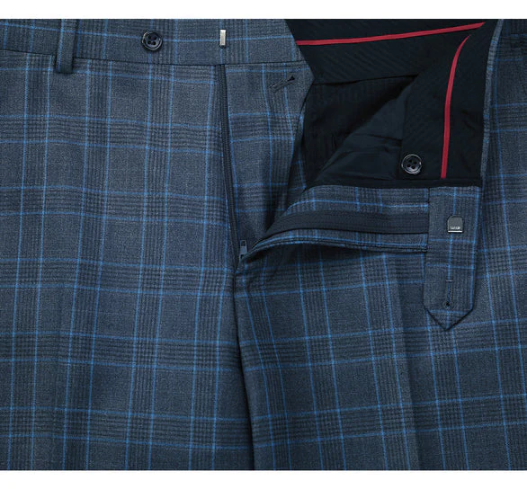 Renoir Clothing - Renoir Suit - Renoir Fashion - Stretch Performance 2-button Classic Fit Blue And Navy Check Renoir Suit - Image 7