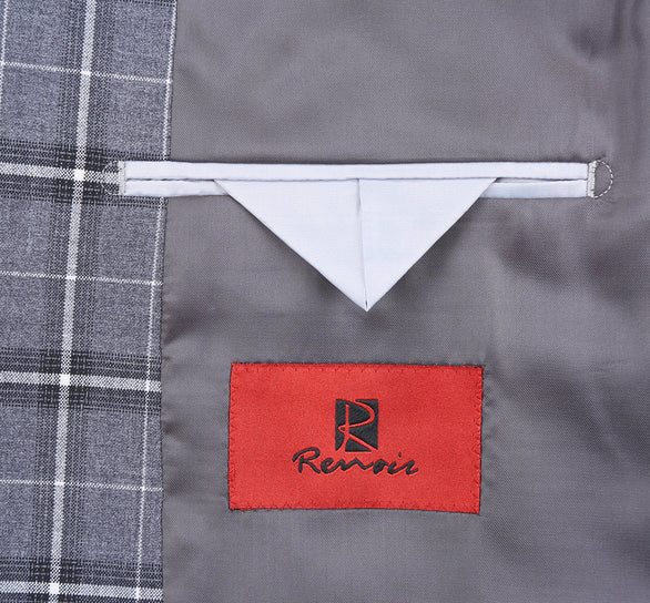 Renoir Clothing - Renoir Suit - Renoir Fashion - Stretch Performance 2-button Classic Fit Grey and White Check Renoir Suit - Image 4