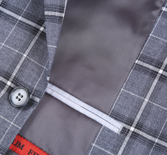 Renoir Clothing - Renoir Suit - Renoir Fashion - Stretch Performance 2-button Classic Fit Grey and White Check Renoir Suit - Image 5