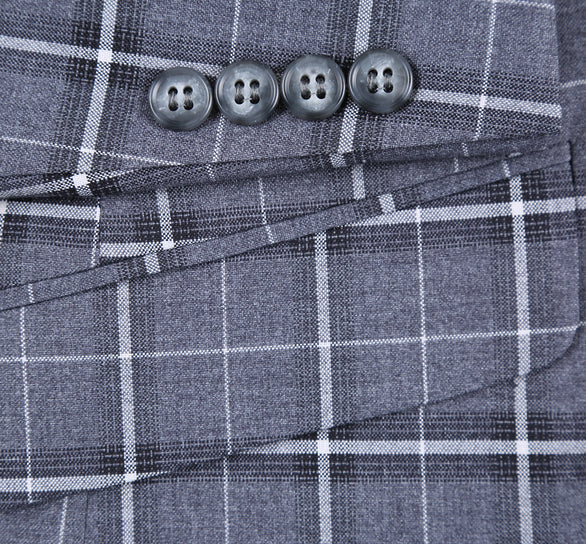 Renoir Clothing - Renoir Suit - Renoir Fashion - Stretch Performance 2-button Classic Fit Grey and White Check Renoir Suit - Image 6