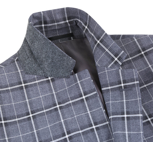 Renoir Clothing - Renoir Suit - Renoir Fashion - Stretch Performance 2-button Classic Fit Grey and White Check Renoir Suit - Image 7