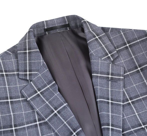Renoir Clothing - Renoir Suit - Renoir Fashion - Stretch Performance 2-button Classic Fit Grey and White Check Renoir Suit - Image 8