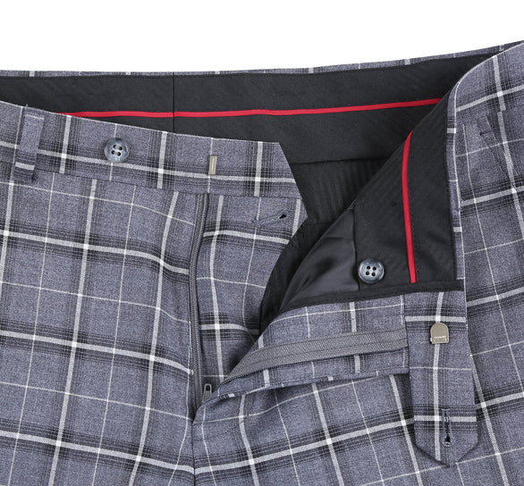 Renoir Clothing - Renoir Suit - Renoir Fashion - Stretch Performance 2-button Classic Fit Grey and White Check Renoir Suit - Image 9