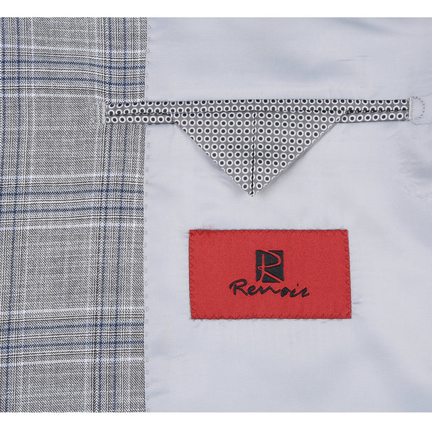 Renoir Clothing - Renoir Suit - Renoir Fashion - Stretch Performance 2-button Classic Fit Grey Check Renoir Suit - Image 11