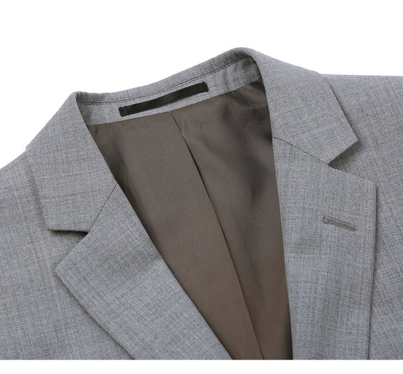 Renoir Clothing - Renoir Suit - Renoir Fashion - Super 140s Wool Two Button Slim Fit Grey Renoir Suit - Image 3