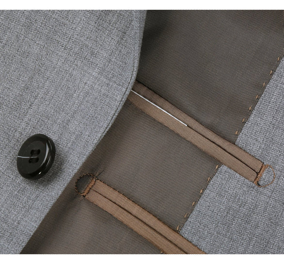 Renoir Clothing - Renoir Suit - Renoir Fashion - Super 140s Wool Two Button Slim Fit Grey Renoir Suit - Image 4