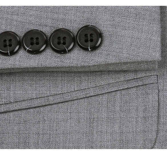 Renoir Clothing - Renoir Suit - Renoir Fashion - Super 140s Wool Two Button Slim Fit Grey Renoir Suit - Image 5
