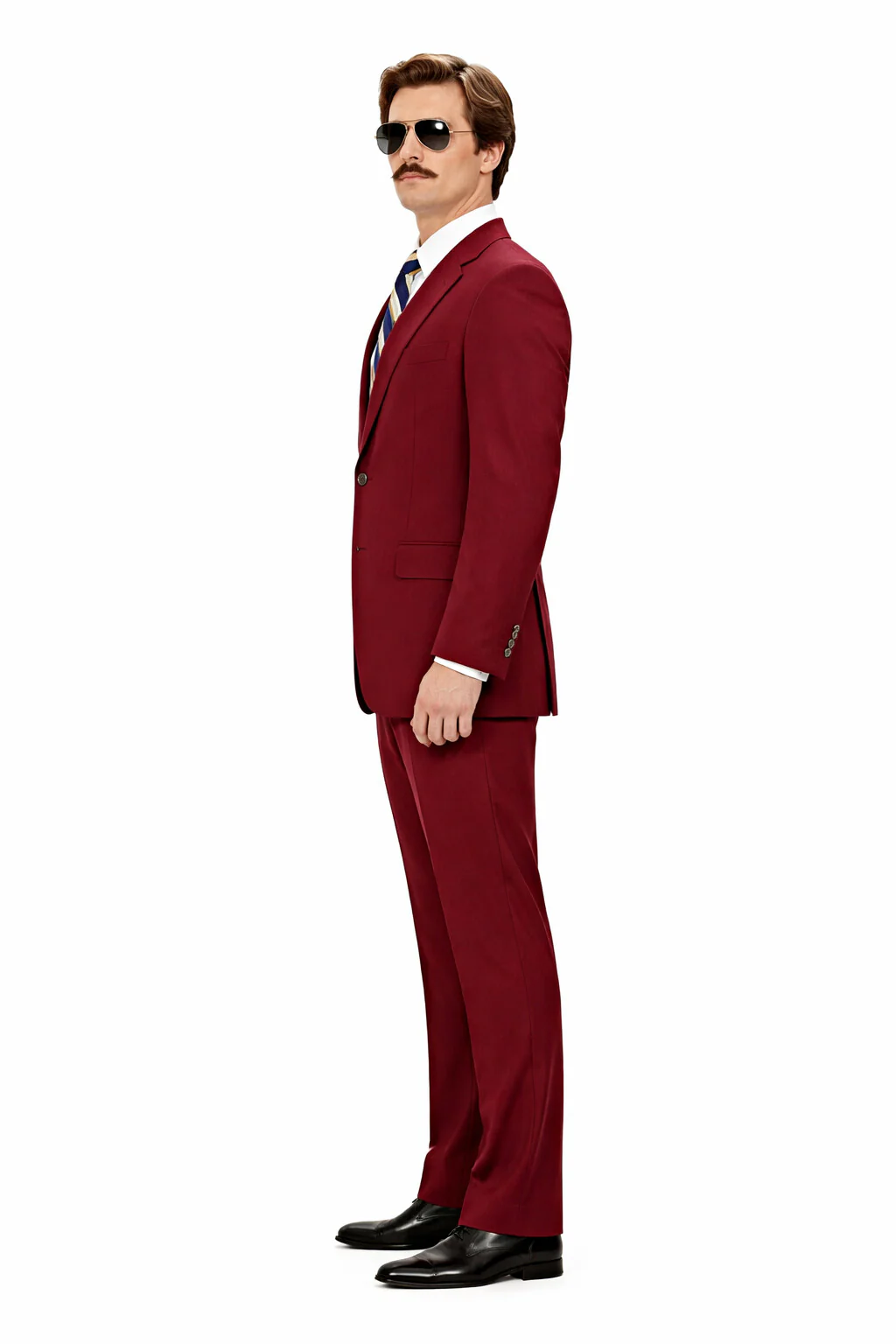 Ron Burgundy Suit - Light Burgundy Color Vested Suit - Image 2