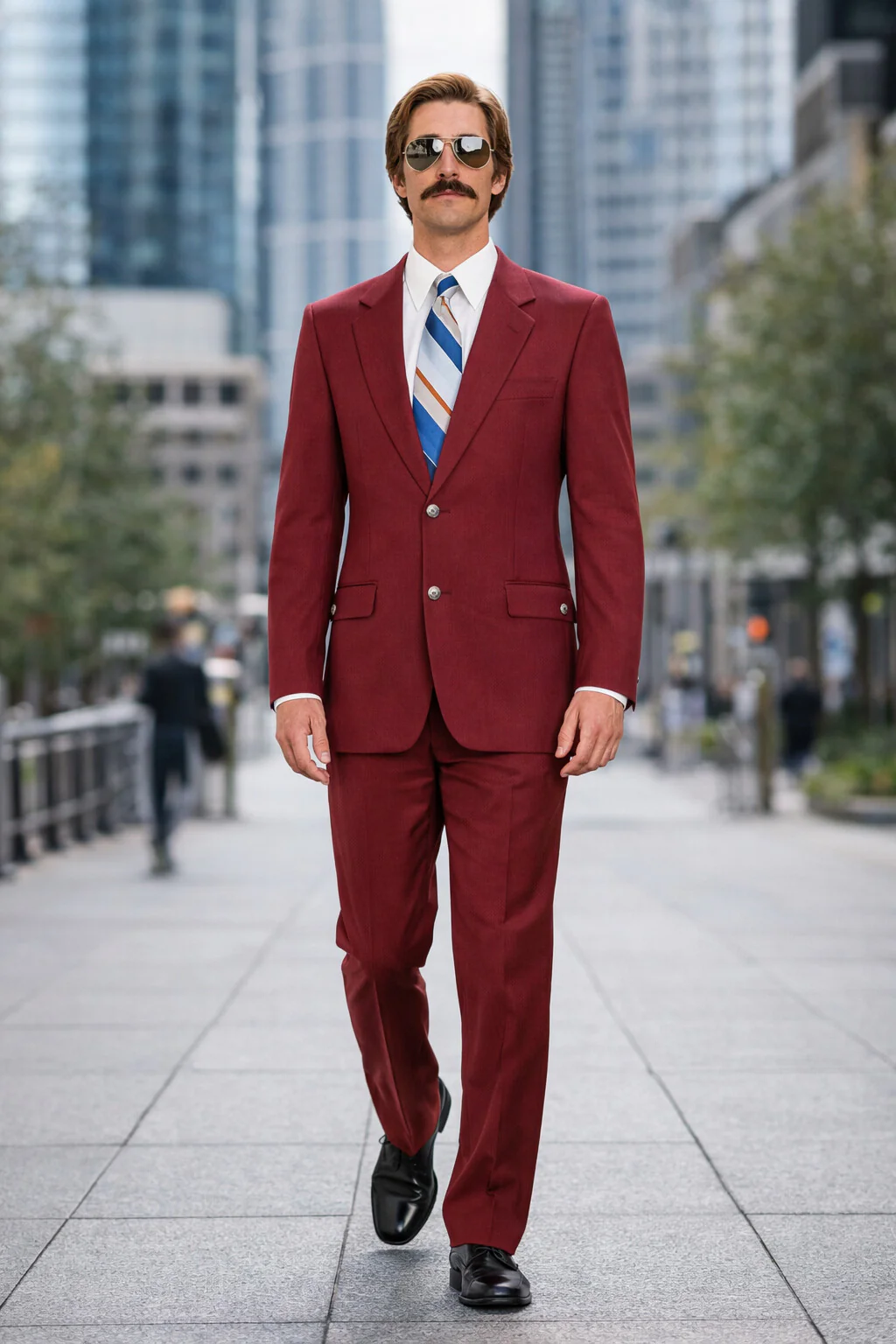 Ron Burgundy Suit - Light Burgundy Color Vested Suit - Image 3