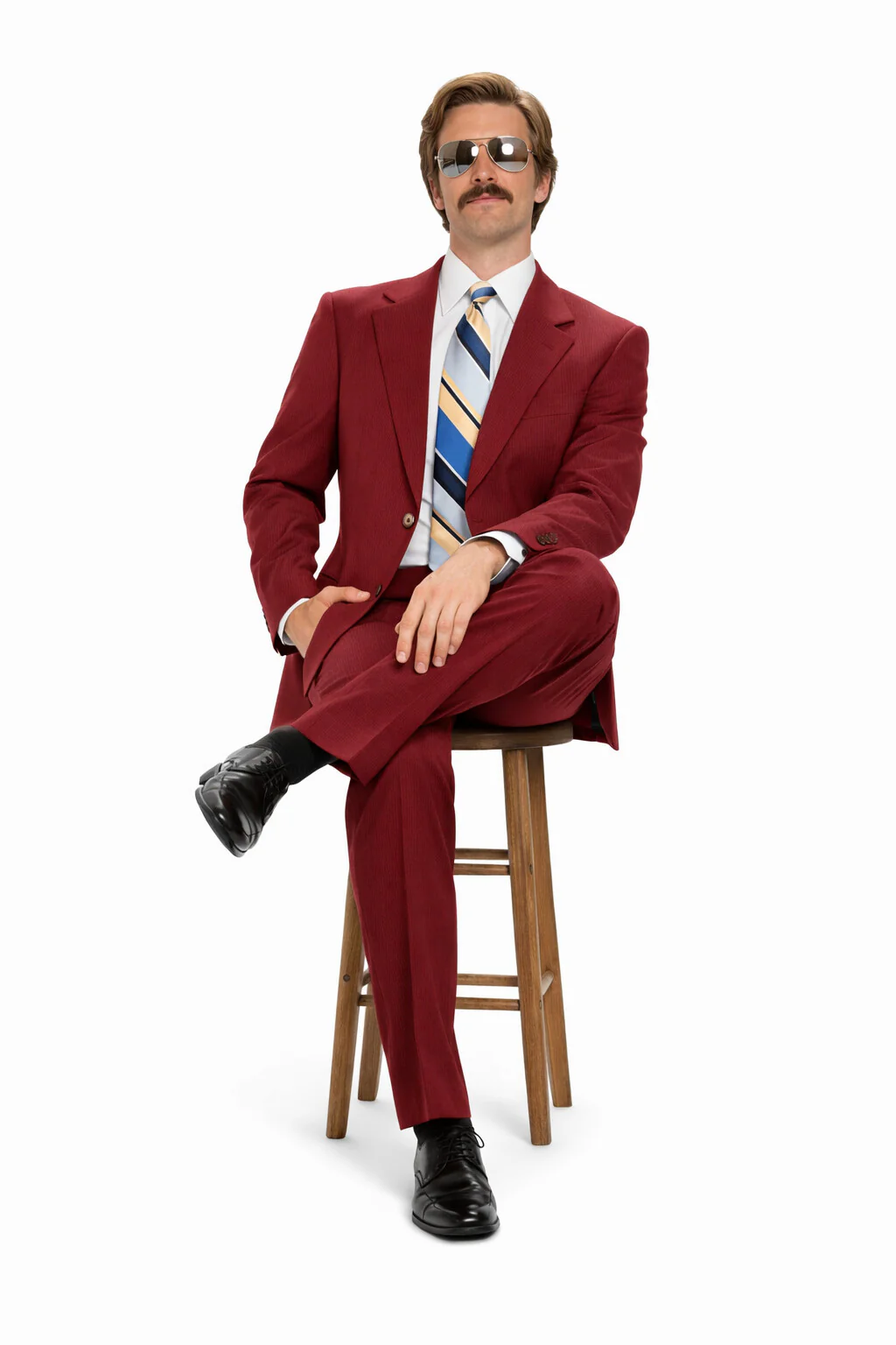 Ron Burgundy Suit - Light Burgundy Color Vested Suit - Image 4