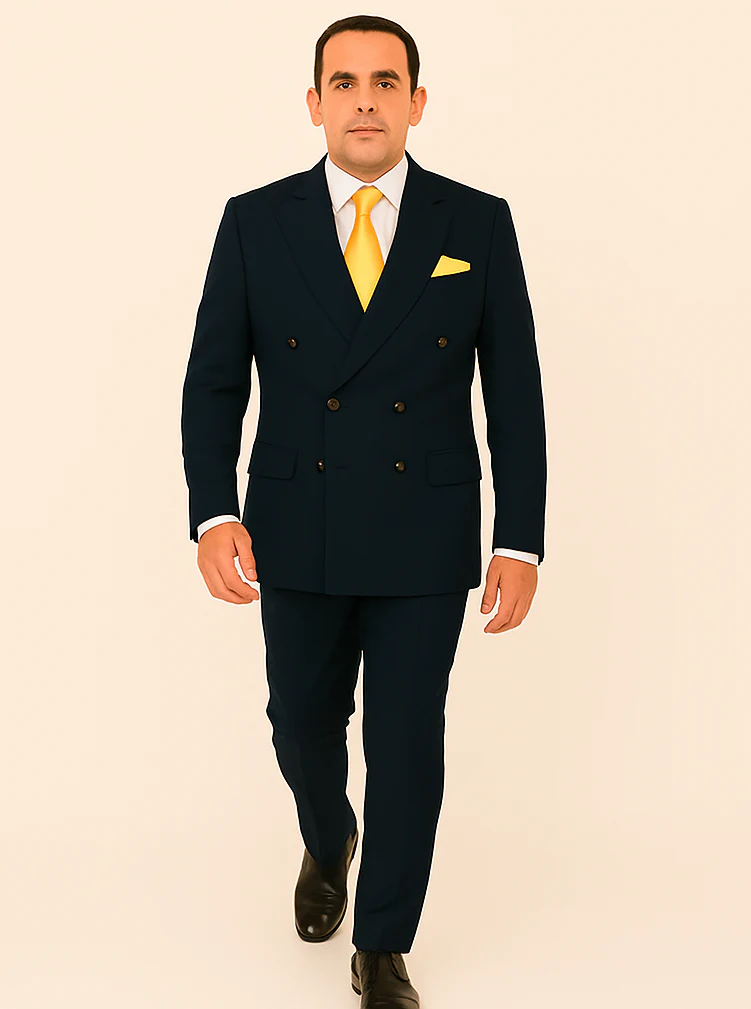 Rossi Man Double-Breasted 2-on-6 Suit – Elegant Men's Formalwear with Flat Front Trousers - Image 4