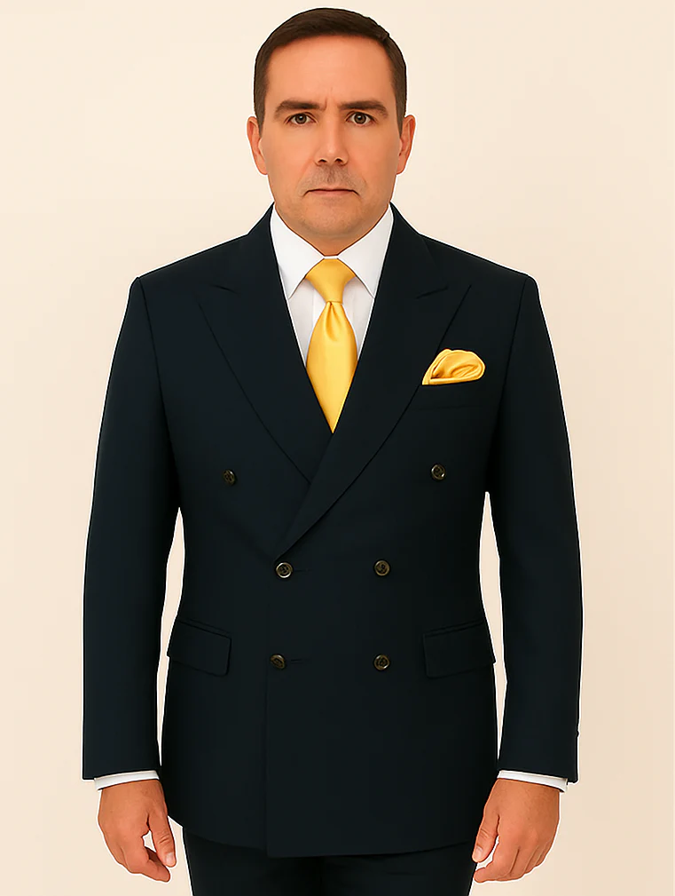 Rossi Man Double-Breasted 2-on-6 Suit – Elegant Men's Formalwear with Flat Front Trousers - Image 5