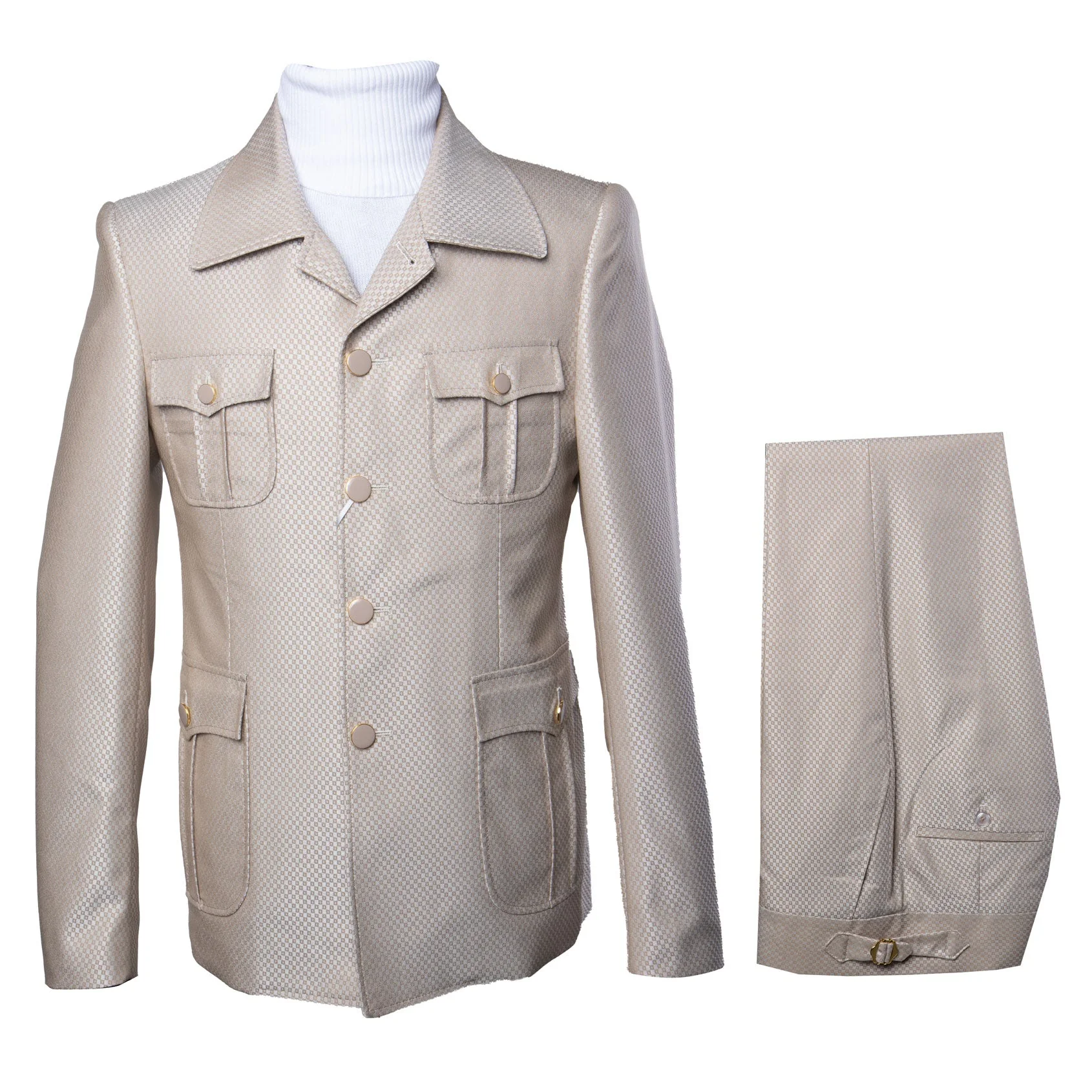 Rossi Man DUKE RM1766 Slim Fit 3-Piece Suit for Men – Modern Cream Off-White Formalwear - Image 9