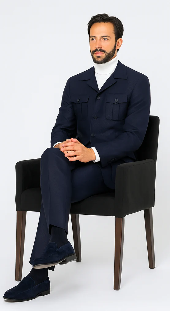 Rossi Man DUKE RM1768 Slim Fit 3-Piece Navy Suit – Modern Formalwear for Men - Image 4
