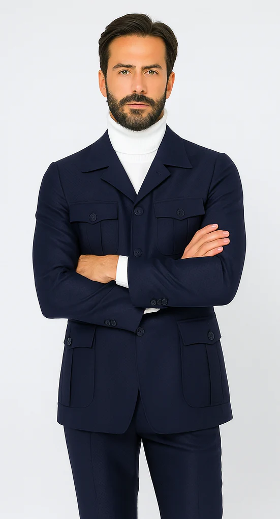 Rossi Man DUKE RM1768 Slim Fit 3-Piece Navy Suit – Modern Formalwear for Men - Image 5