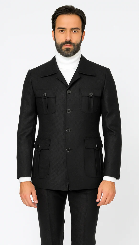 Rossi Man DUKE RM1769 Slim Fit Black 3-Piece Suit for Men – Modern Mens Formalwear