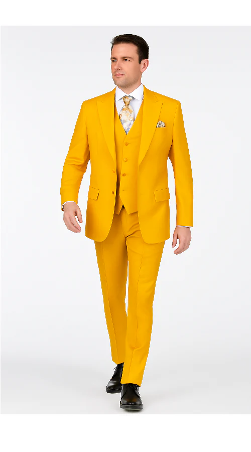 Rossi Man ELI RM103 – Modern Fit 3-Piece Men’s Suit in Bold Yellow - Image 5