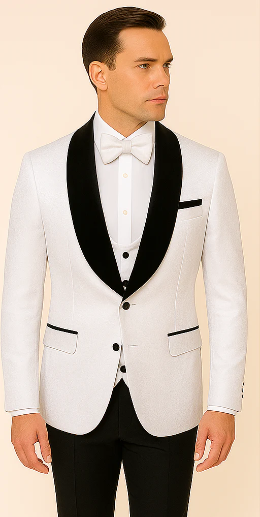 Rossi Man RM1444 – Slim Fit Smoking Style 3-Piece Formal Tuxedo for Men - Image 2