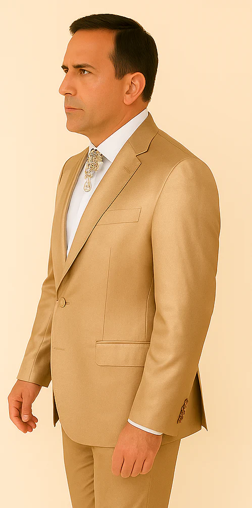 Rossi Man LEO RM1605 – Men's Gold Slim Fit 3-Piece Suit | Elegant Modern Formalwear - Image 3
