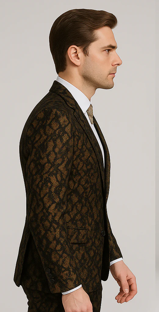 Rossi Man LEO RM1901 – Gold & Black Designer Tuxedo for Men | Slim Fit - Image 4