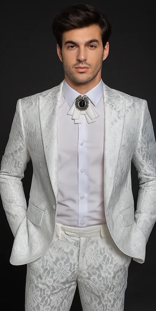 Rossi Man Leo RM1902 – White Designer Tuxedo for Men - Image 2