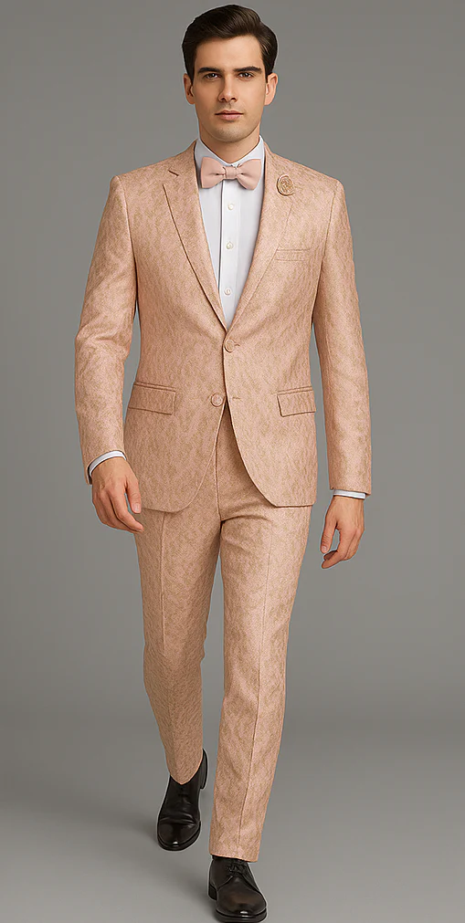 Rossi Man Leo RM1903 – Pink & Gold Designer Tuxedo for Men | Stylish Formal Wear - Image 2