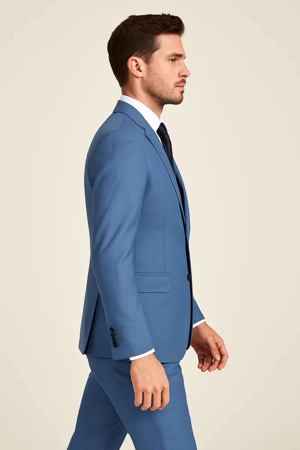Rossi Man MAX RM1387 Slim Fit 3-Piece Suit – Stylish Solid Blue Formalwear for Men - Image 2
