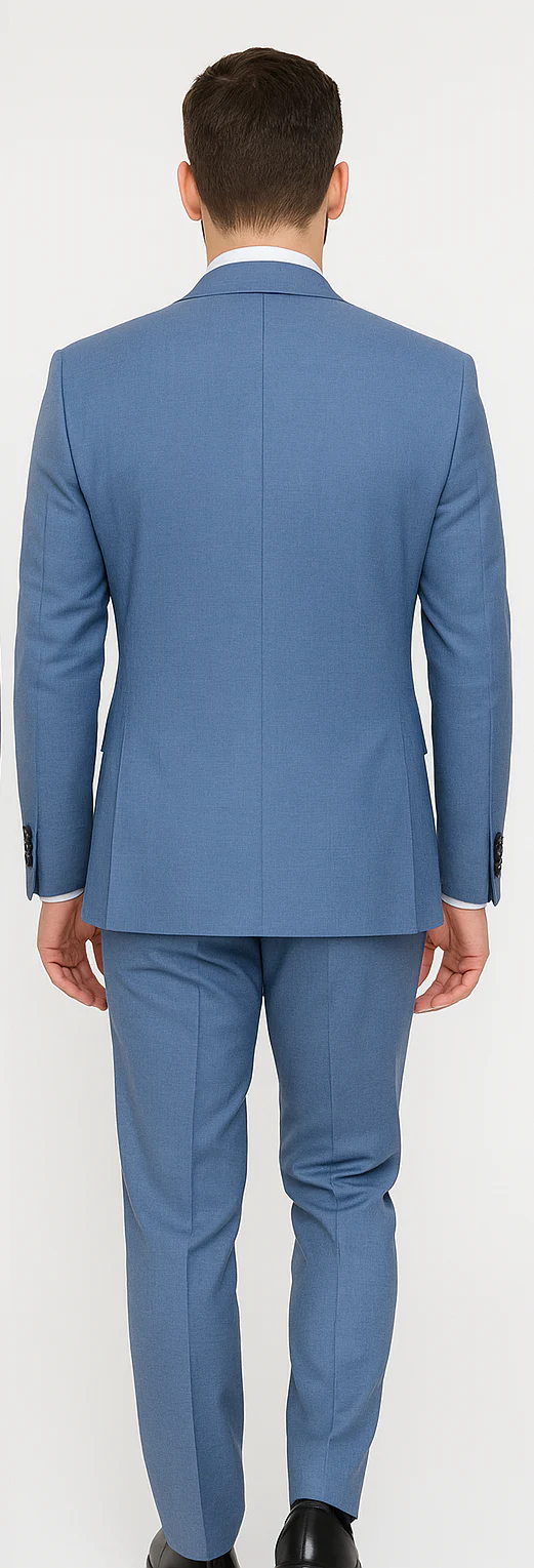 Rossi Man MAX RM1387 Slim Fit 3-Piece Suit – Stylish Solid Blue Formalwear for Men - Image 3