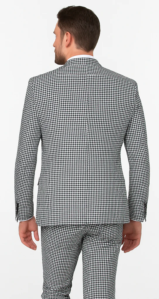Rossi Man MAX RM1710 Slim Fit 3-Piece Suit – Modern Black and White Suit for Men - Image 2
