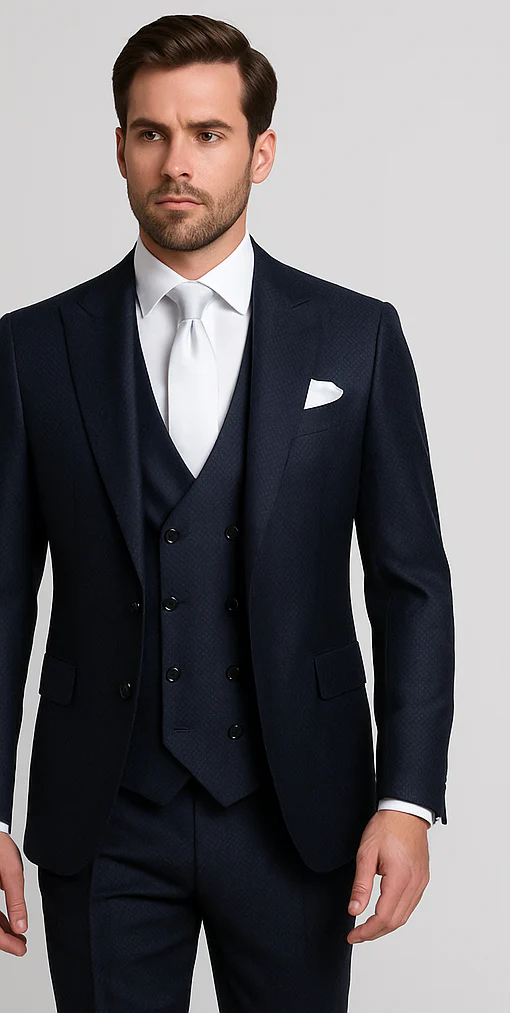 Rossi Man MAX RM1711 Slim Fit 3-Piece Suit – Stylish Navy Formalwear for Men - Image 4