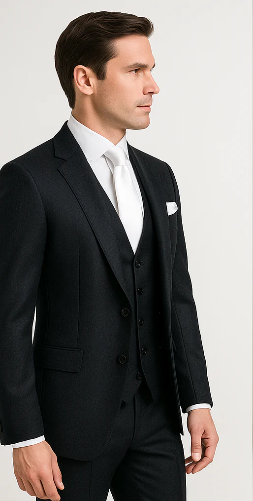 Rossi Man MAX RM1712 Slim Fit 3-Piece Suit – Stylish Black Formalwear for Men - Image 4