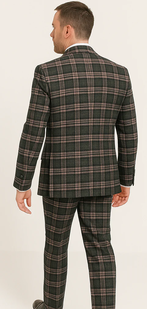 Rossi Man MAX RM1739 Slim Fit 3-Piece Suit – Stylish Black and Pink Tailored Suit for Men - Image 2