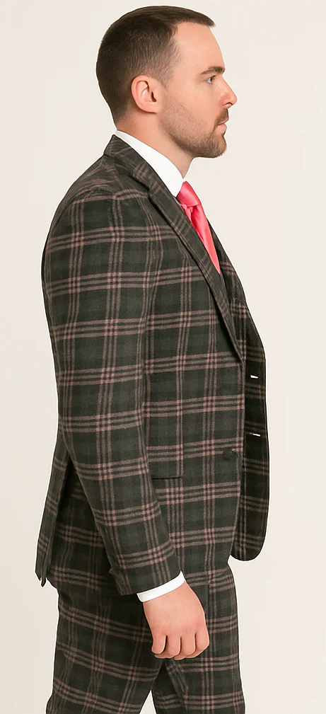 Rossi Man MAX RM1739 Slim Fit 3-Piece Suit – Stylish Black and Pink Tailored Suit for Men - Image 3