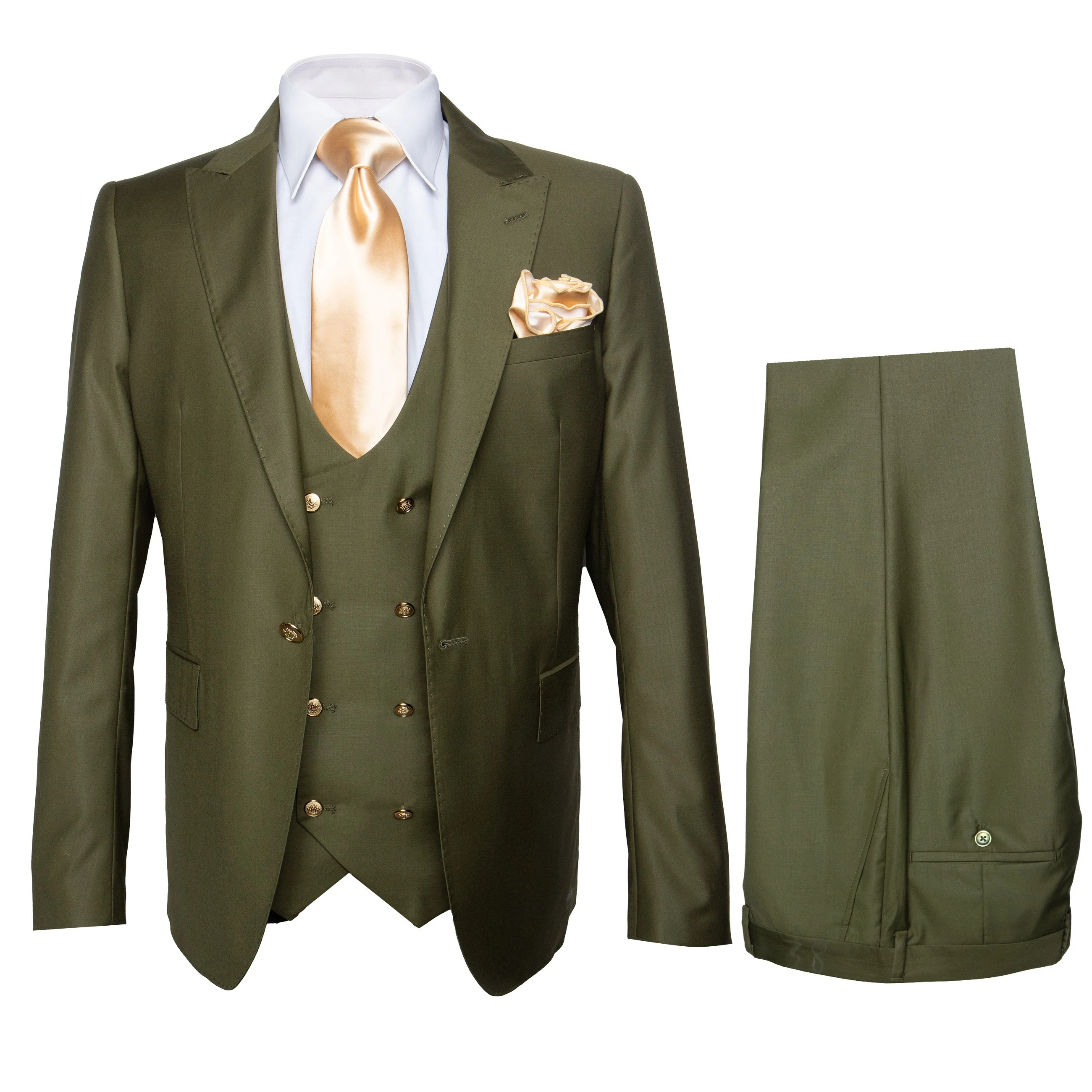 Rossi Man MAX RM1775 Slim Fit 3-Piece Suit – Sophisticated Tailored Olive Green Suit for Men - Image 9
