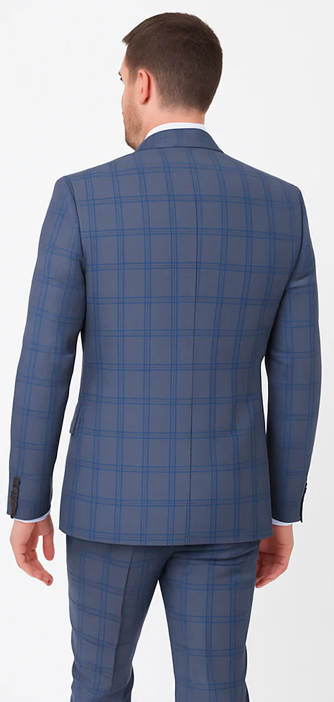 Rossi Man MAX RM1823 Slim Fit 3-Piece Blue Plaid Suit – Tailored for Weddings & Business - Image 4