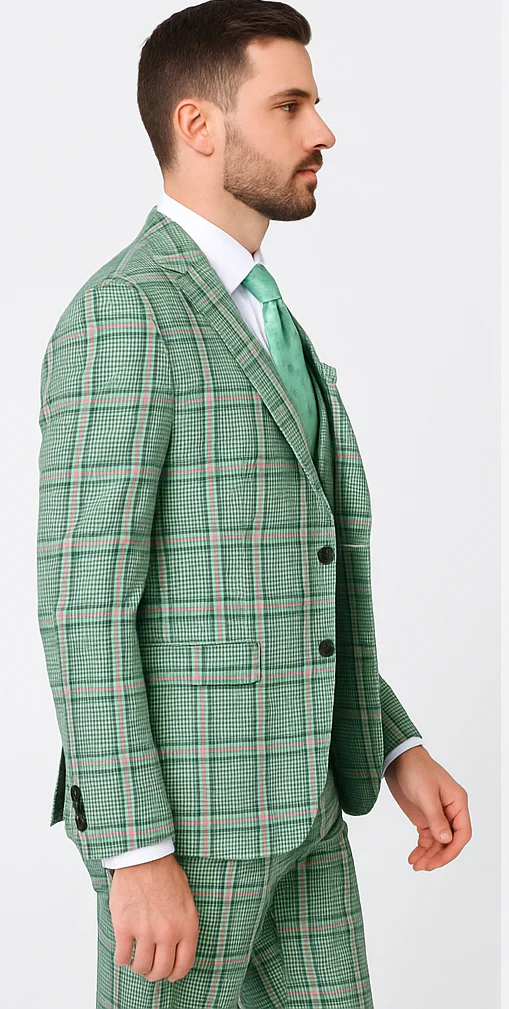 Rossi Man MAX RM1825 Slim Fit 3-Piece Mint Green Suit – Modern Formalwear for Men - Image 3