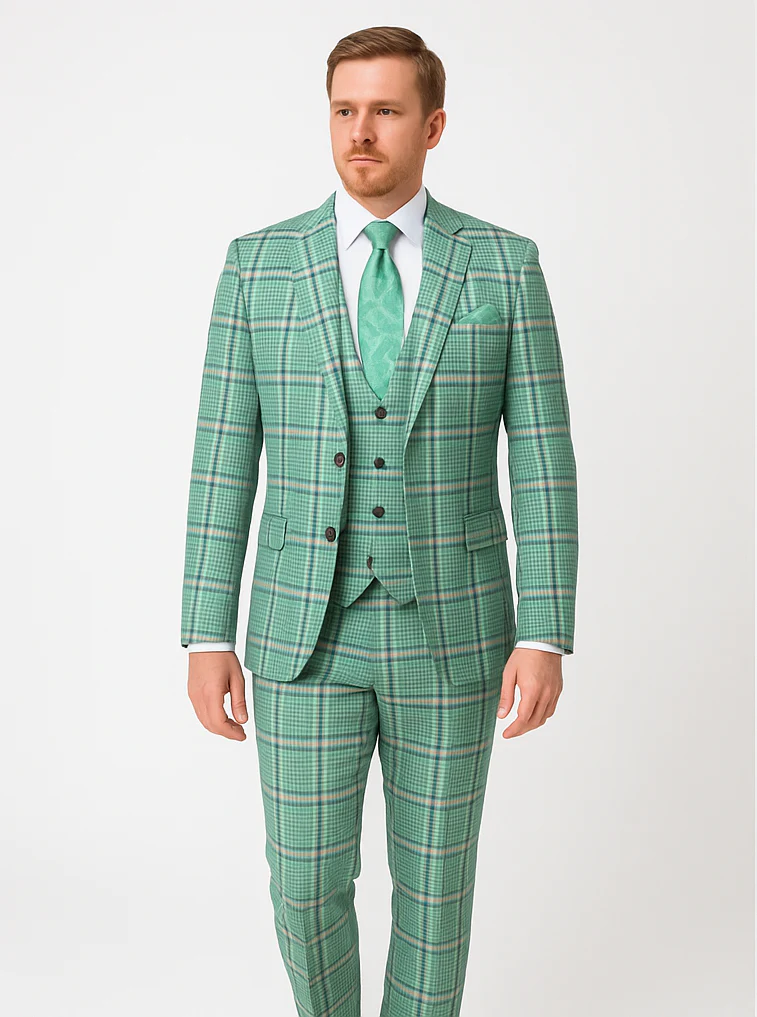 Rossi Man MAX RM1825 Slim Fit 3-Piece Mint Green Suit – Modern Formalwear for Men - Image 5