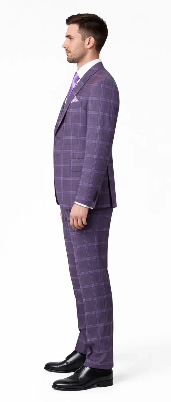 Rossi Man MAX RM1834 Slim Fit 3-Piece Suit – Elegant Purple Formalwear for Men - Image 3