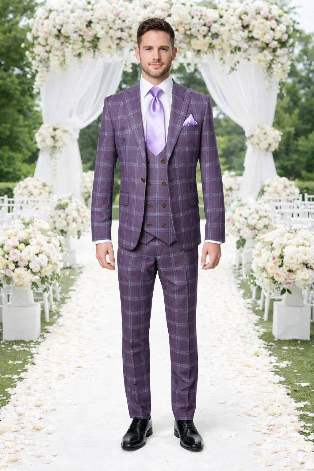 Rossi Man MAX RM1834 Slim Fit 3-Piece Suit – Elegant Purple Formalwear for Men - Image 6