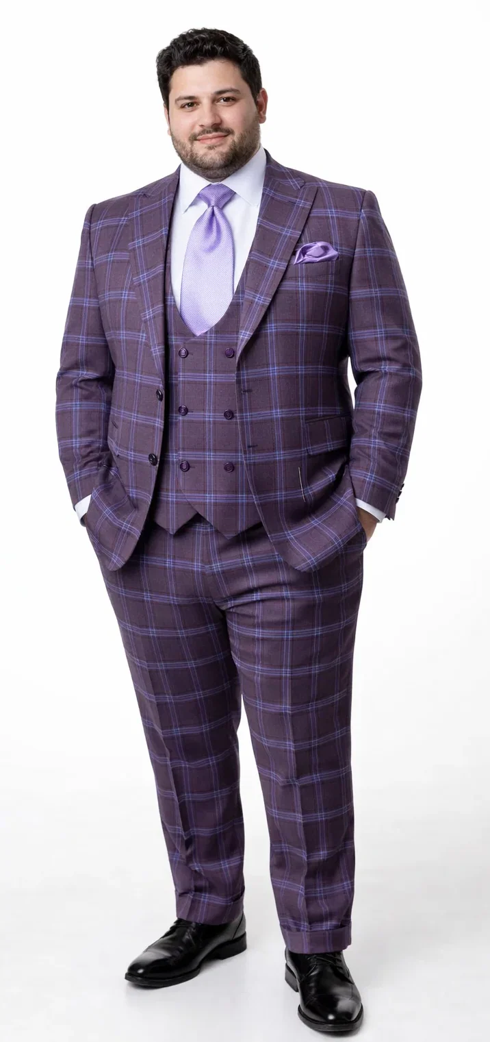 Rossi Man MAX RM1834 Slim Fit 3-Piece Suit – Elegant Purple Formalwear for Men - Image 8