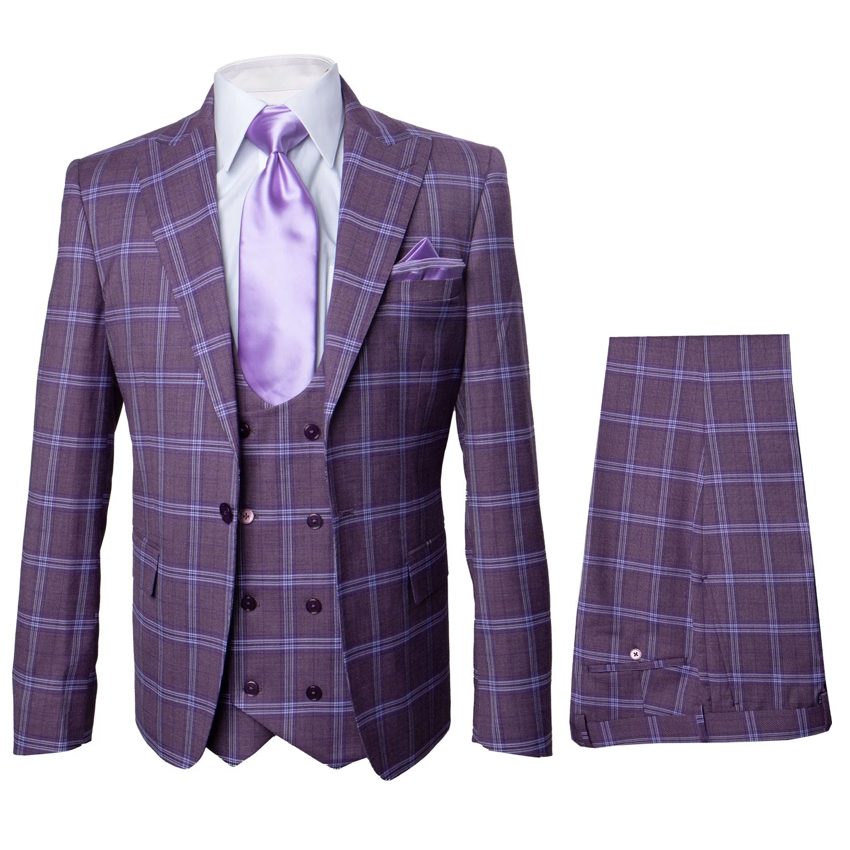Rossi Man MAX RM1834 Slim Fit 3-Piece Suit – Elegant Purple Formalwear for Men - Image 9