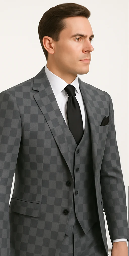 Rossi Man MAX RM1836 Slim Fit 3-Piece Grey Suit – Tailored Formal Suit for Men - Image 3