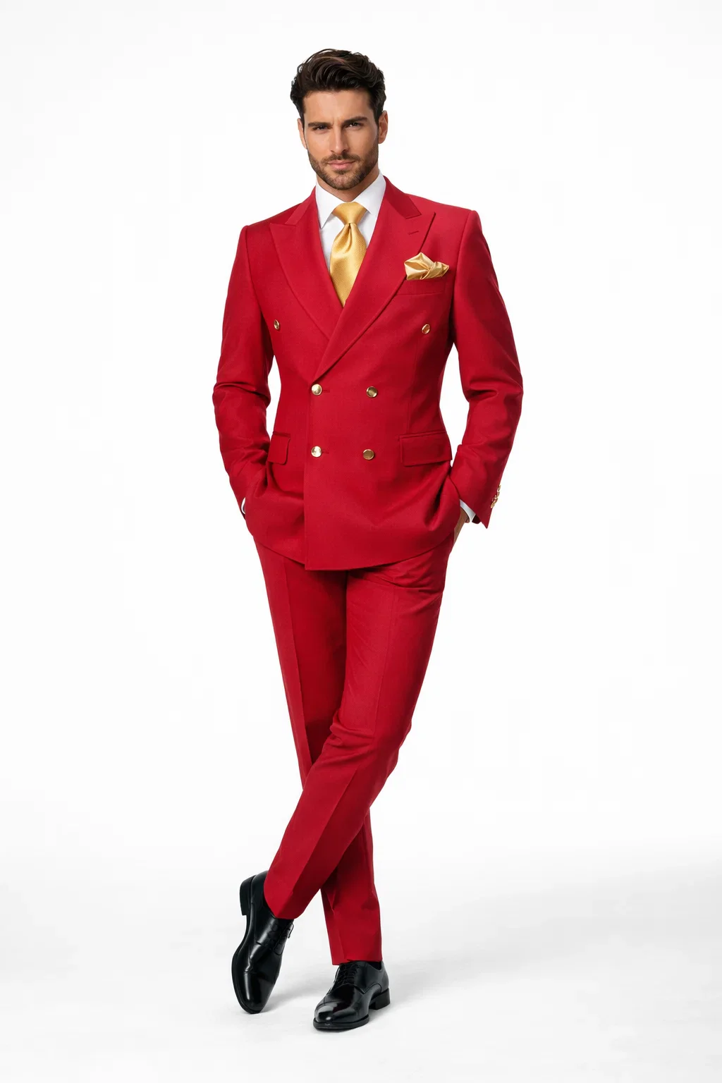 Rossi Man MILANO RM1191 – Slim Fit Red 3-Piece Suit for Men | Stylish Modern Formalwear