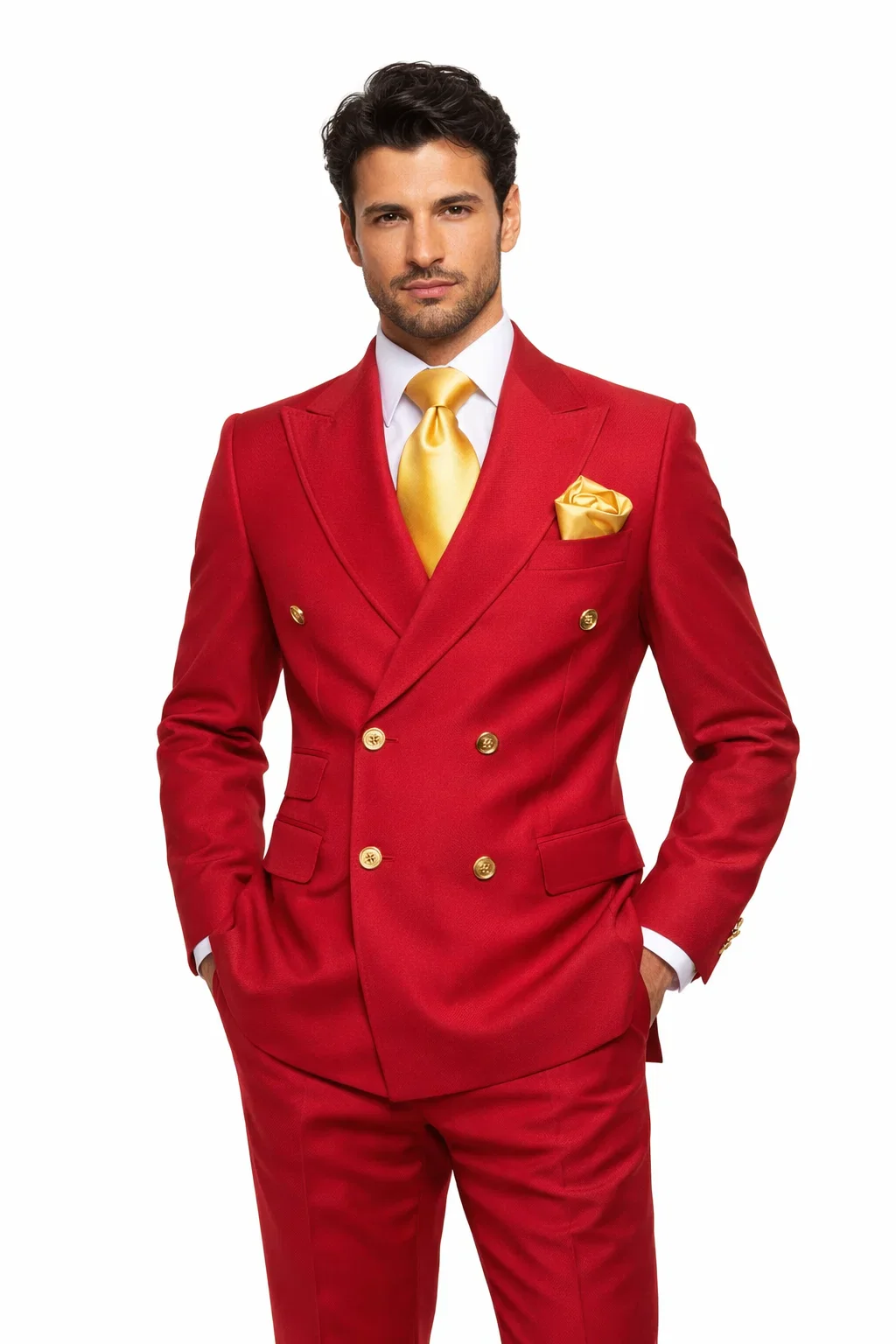 Rossi Man MILANO RM1191 – Slim Fit Red 3-Piece Suit for Men | Stylish Modern Formalwear - Image 4