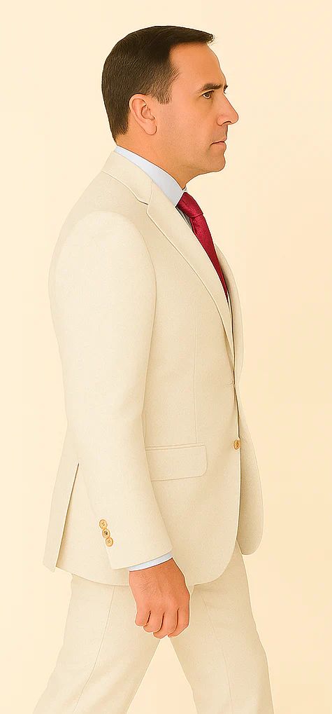 Rossi Man Slim Fit 3-Piece White Suit – Peak Lapel, Double-Breasted Vest & Flat Front Pants - Image 3