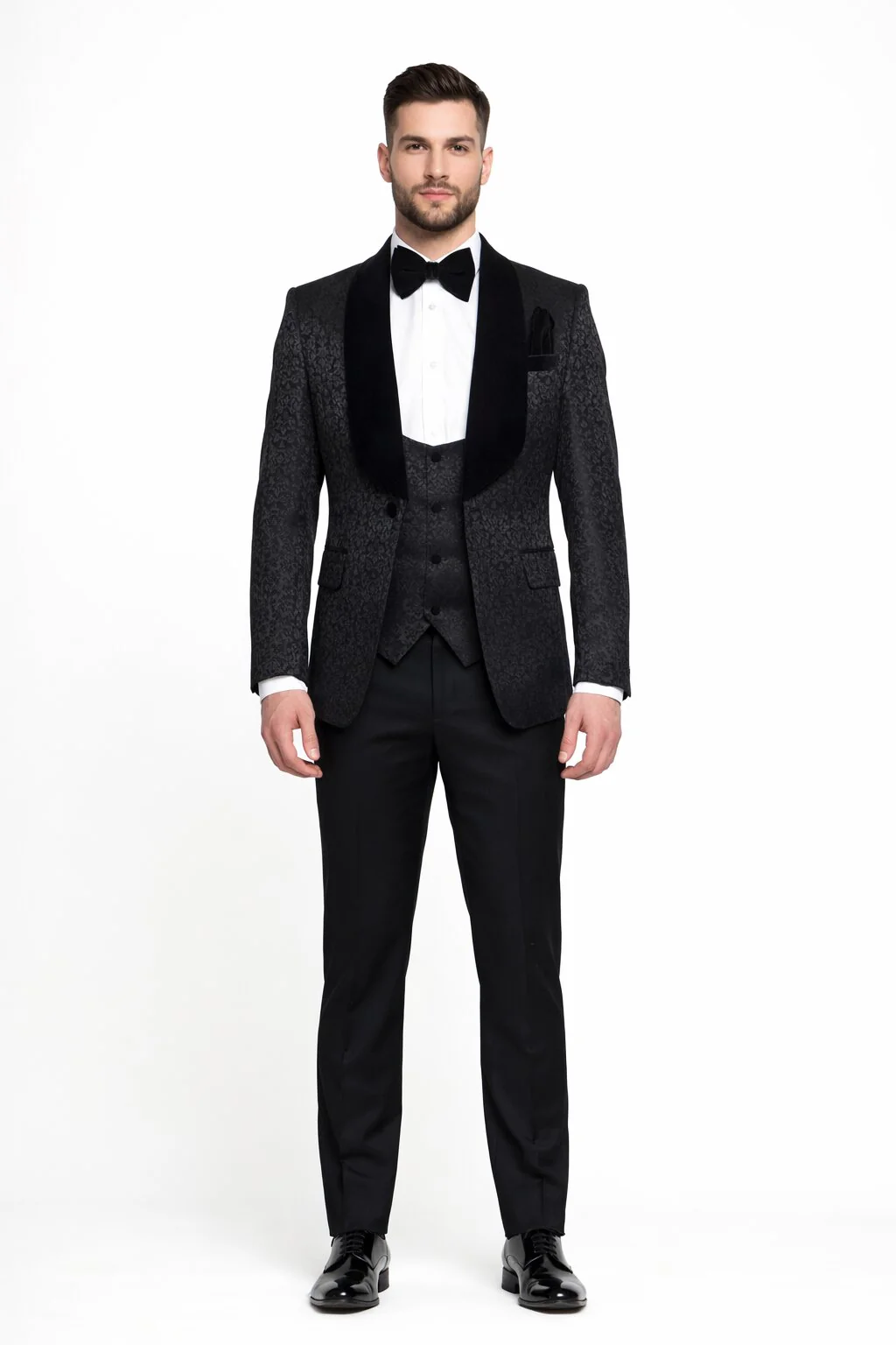 Rossi Man RM1446 – Classic 3-Piece Smoking Style Tuxedo Suit for Men