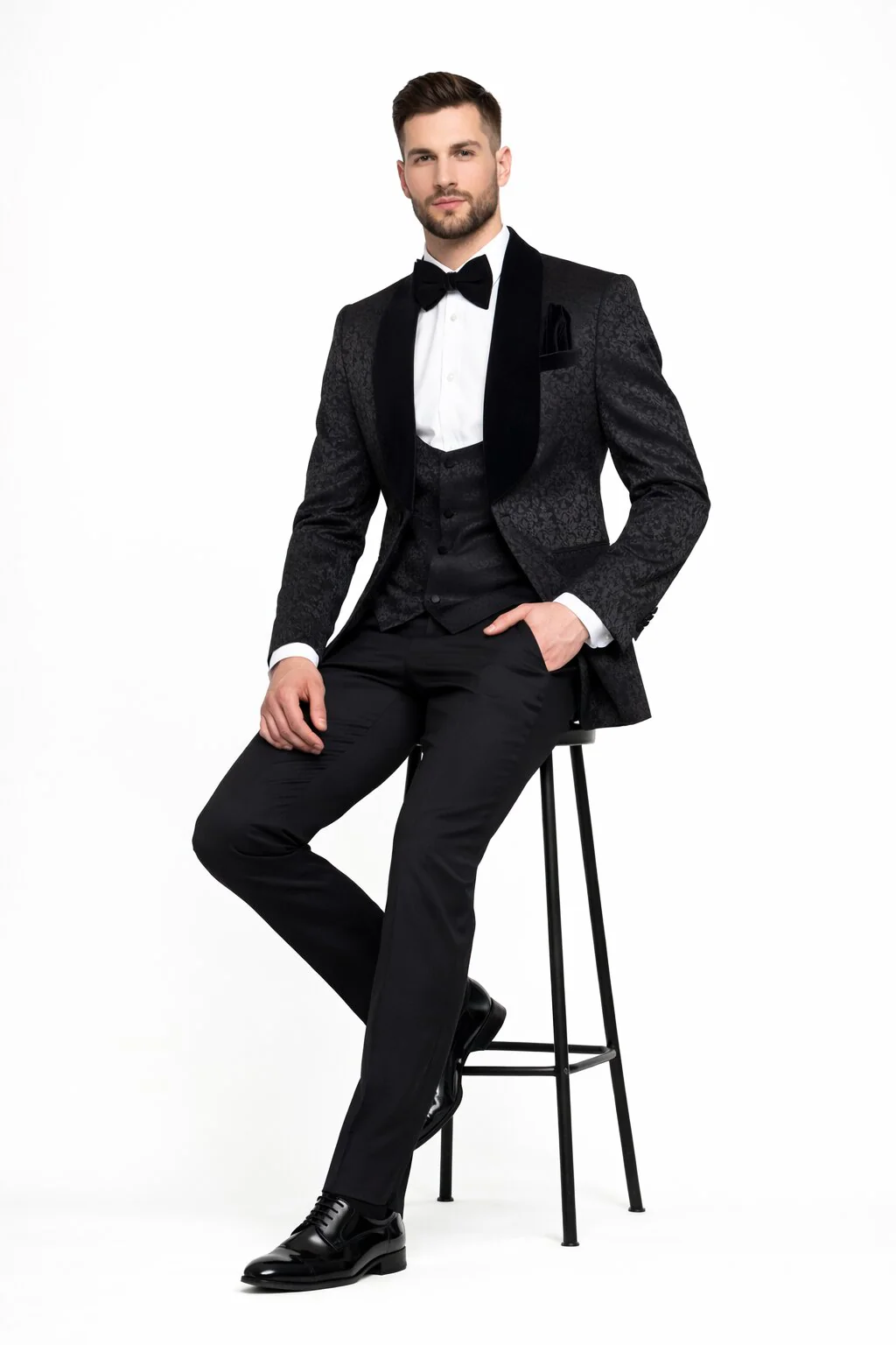 Rossi Man RM1446 – Classic 3-Piece Smoking Style Tuxedo Suit for Men - Image 4