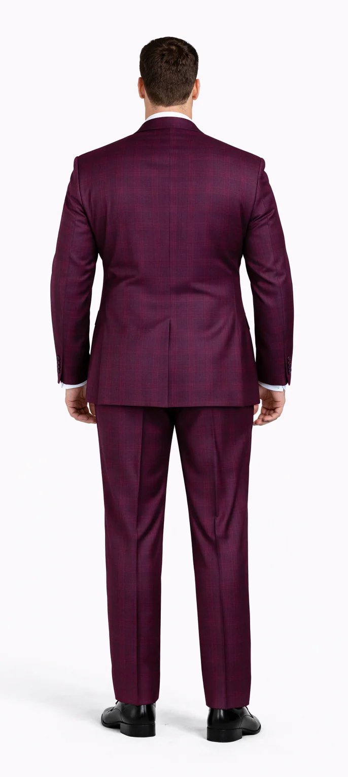 Rossiman Burgundy Suit for Men – Peak Lapel 1-Button Jacket & Double-Breasted Vest - Image 2